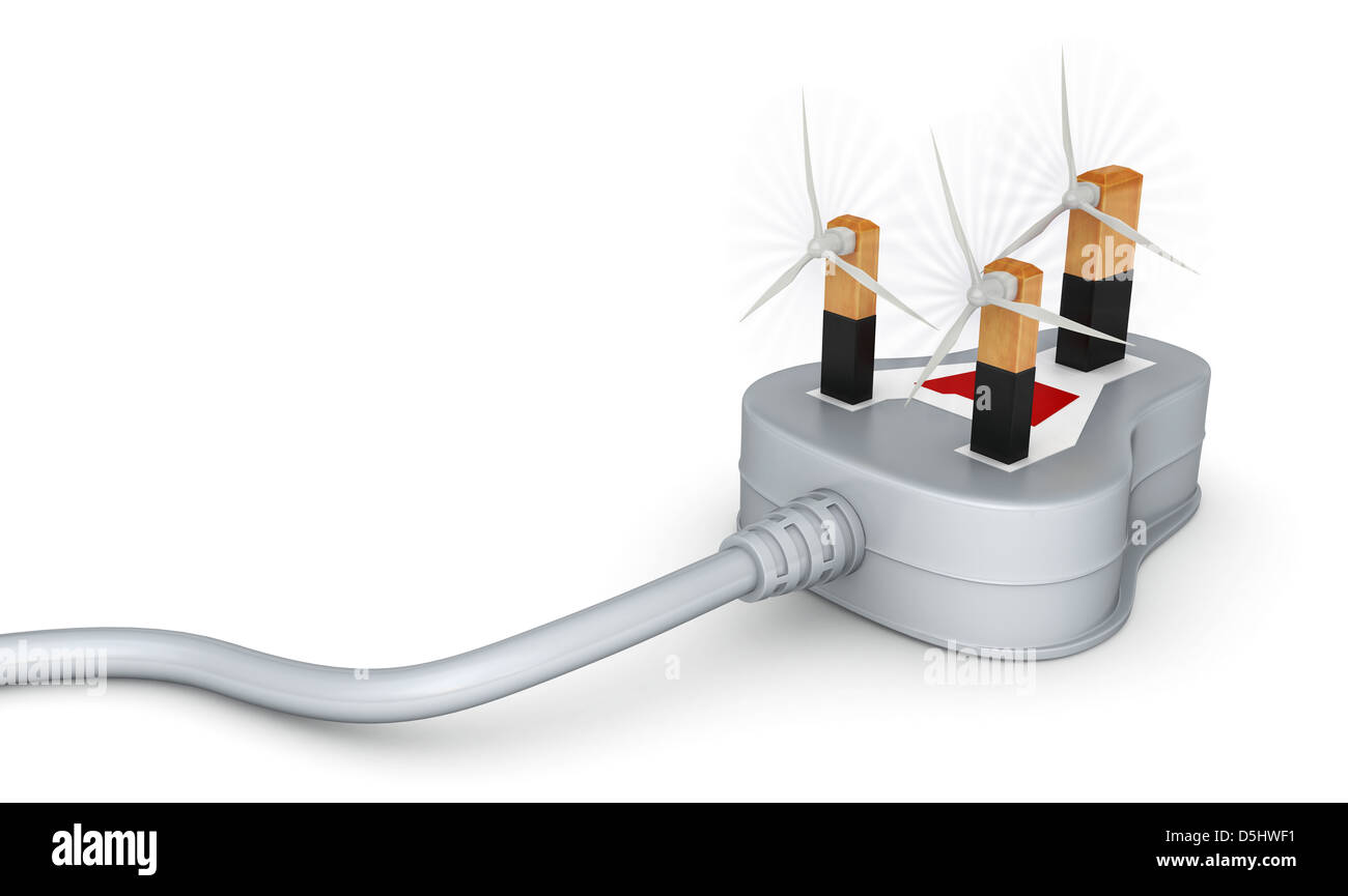 Illustration de trois broches avec des éoliennes sur fond blanc Banque D'Images