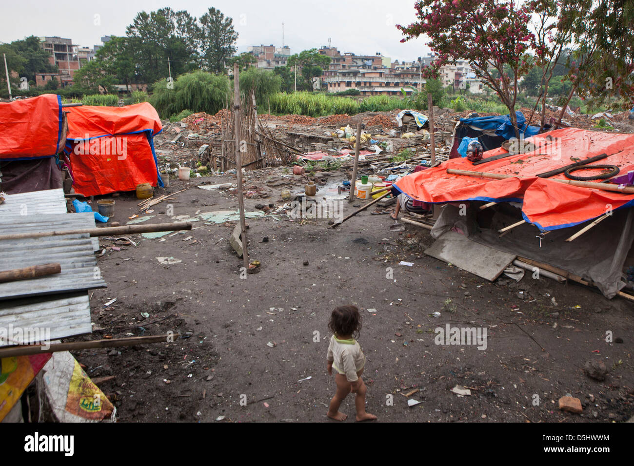 Parc des Nations Unies, un bidonville le peuplement en Paurakhi Basti, Katmandou, Népal. Banque D'Images