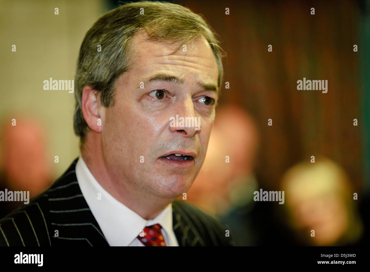 United Kingdom Independence Party Leader, Nigel Farage, député européen lors d'un rassemblement à Brandon, Suffolk, UK Banque D'Images