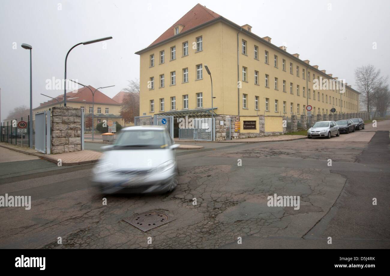 Une vue de la caserne de Loeberfeld est photographié à Erfurt, Allemagne, 14 novembre 2012. Les bases militaires de la Thuringe sont en construction et d'Erfurt est prévu d'être la plus grande base de l'état avec 2000 Lieux d'affectation. Photo : Michael Reichel Banque D'Images