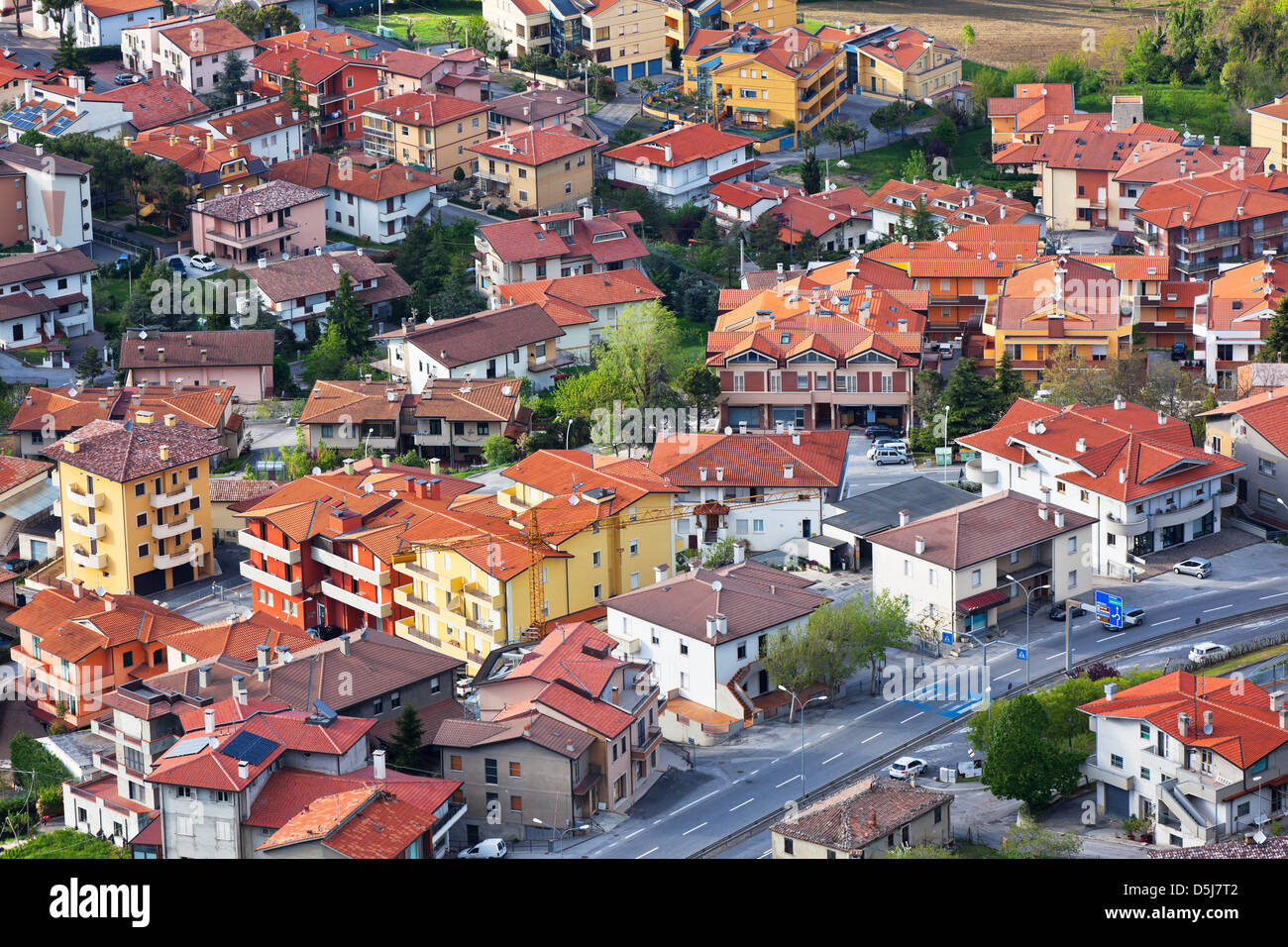 Saint-marin modernes quartiers de banlieue Vue de dessus. Plan horizontal Banque D'Images