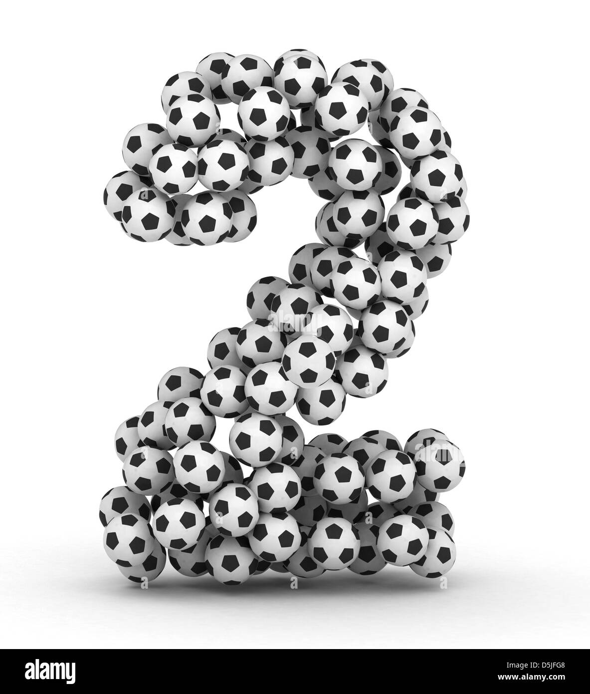 Numéro 2 de football soccer balls isolé sur fond blanc Banque D'Images