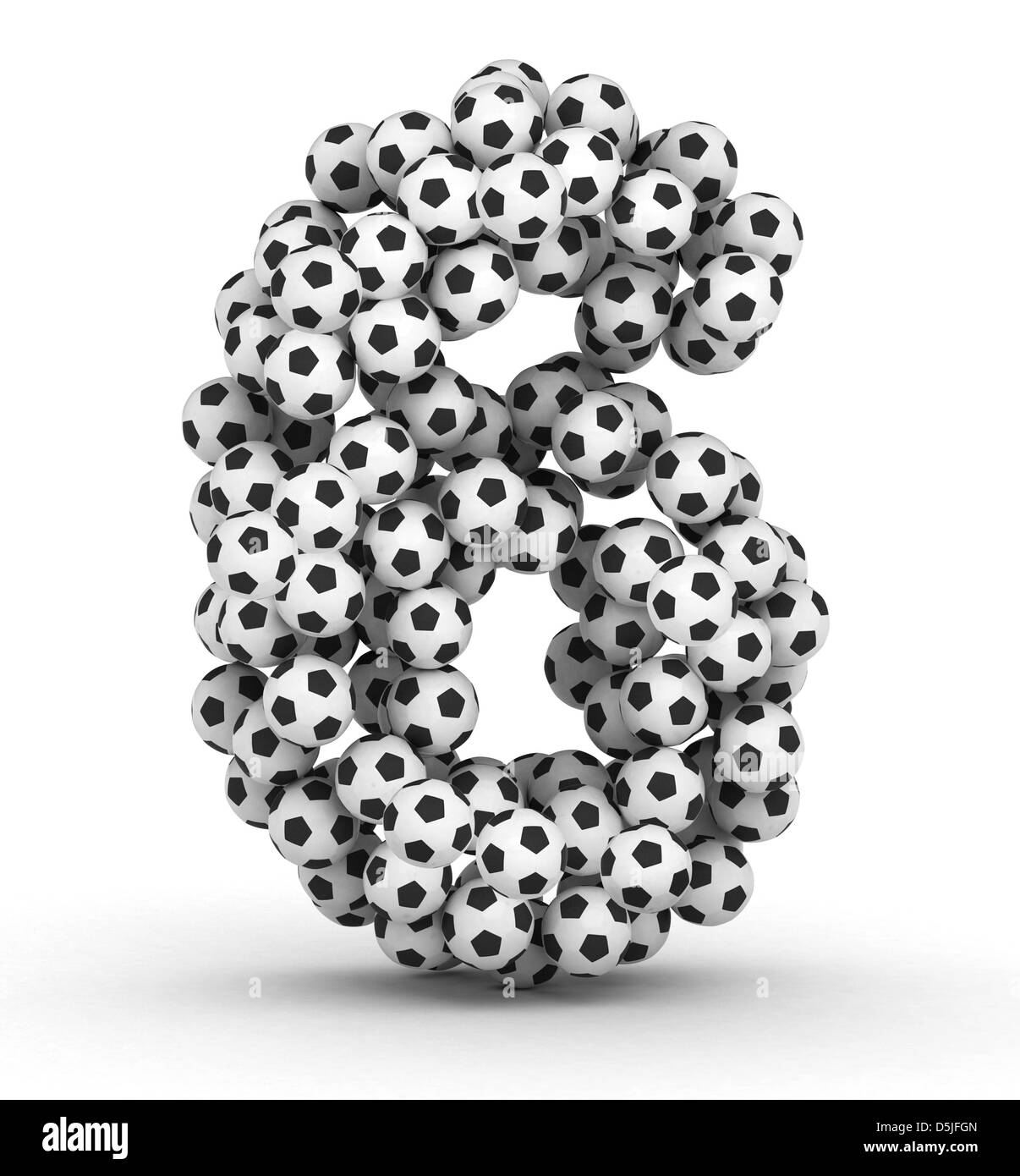 Numéro 6 de football soccer balls isolé sur fond blanc Banque D'Images