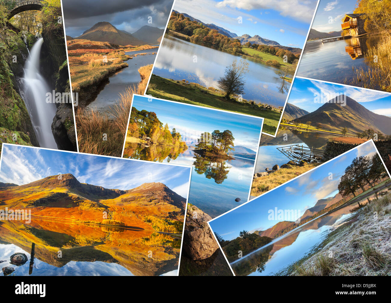 Un montage de 8 images du Parc National de Lake District Banque D'Images