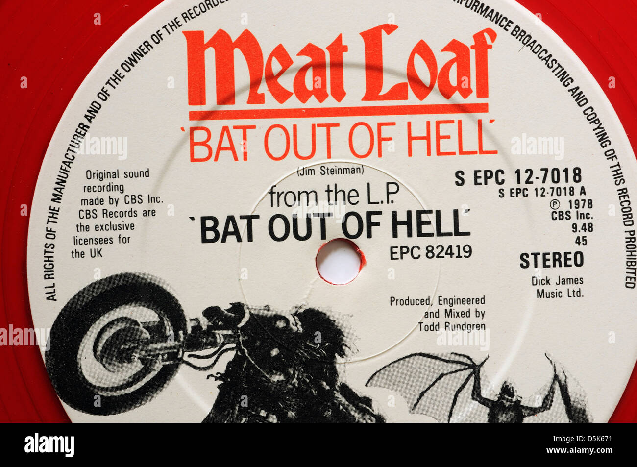 Meat Loaf Bat Out of Hell 12' seul Banque D'Images