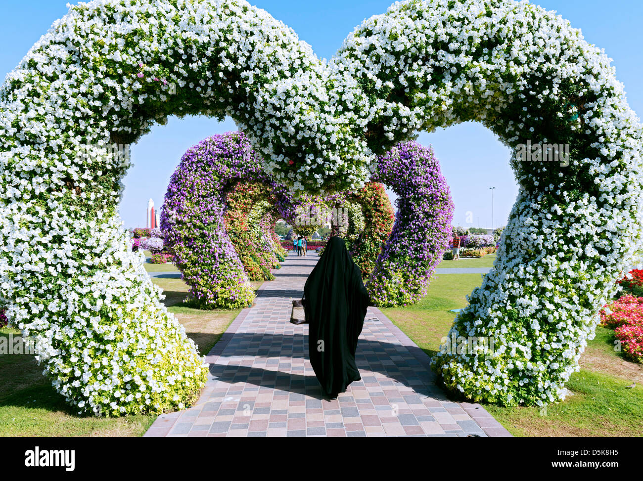 Miracle à Dubaï ÉMIRATS ARABES UNIS, le jardin a ouvert ses portes en mars 2013 et demandé à plus grand jardin fleuri Banque D'Images