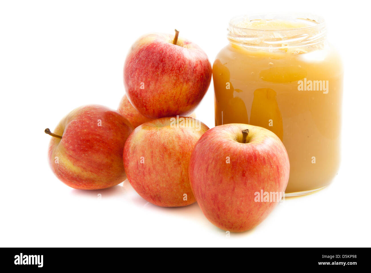 Compote aux pommes isolé sur fond blanc Banque D'Images