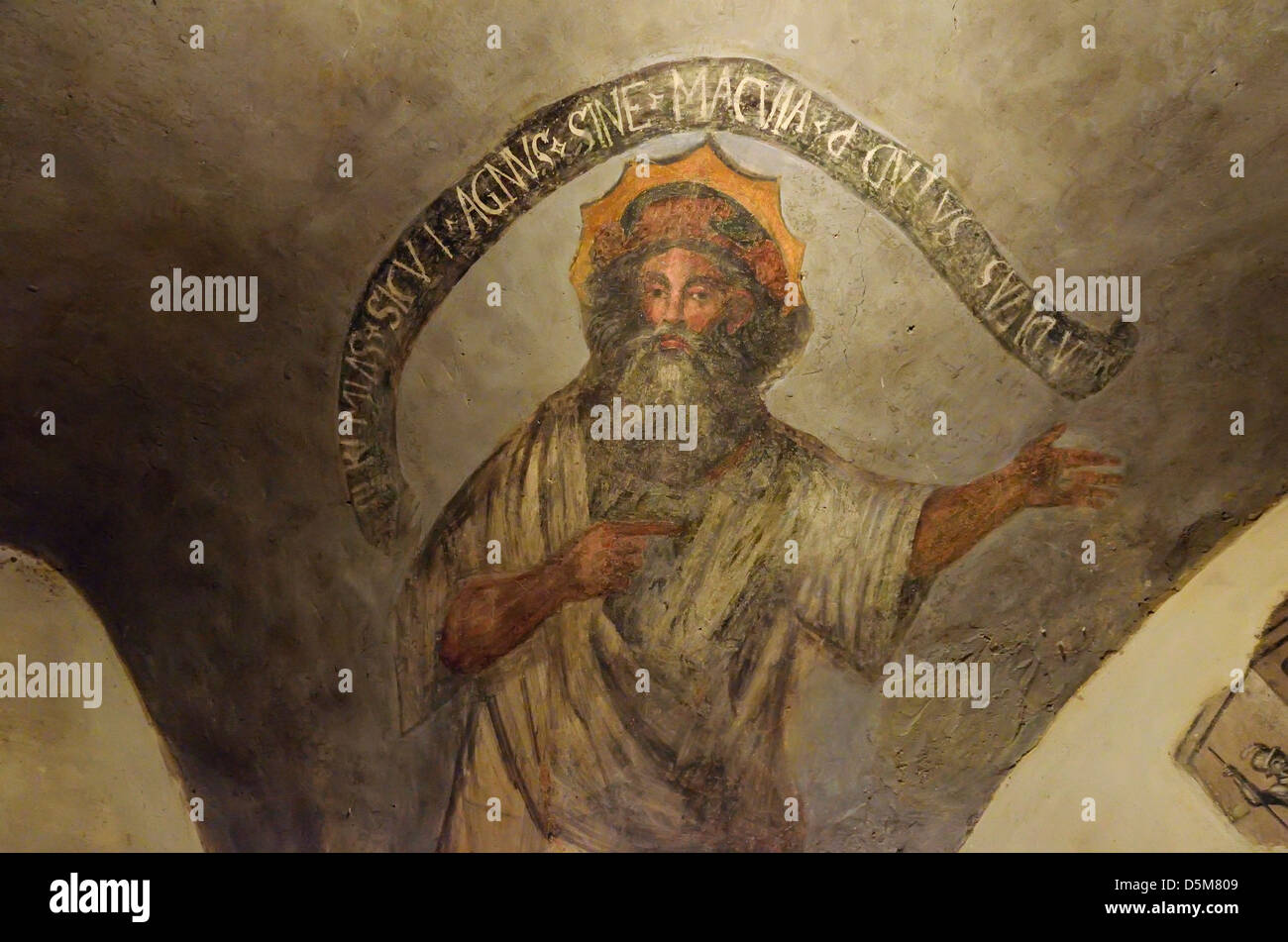 La peinture dans la crypte de l'église de Matrice Vecchia en Castelbuono, Sicile, Italie. Banque D'Images