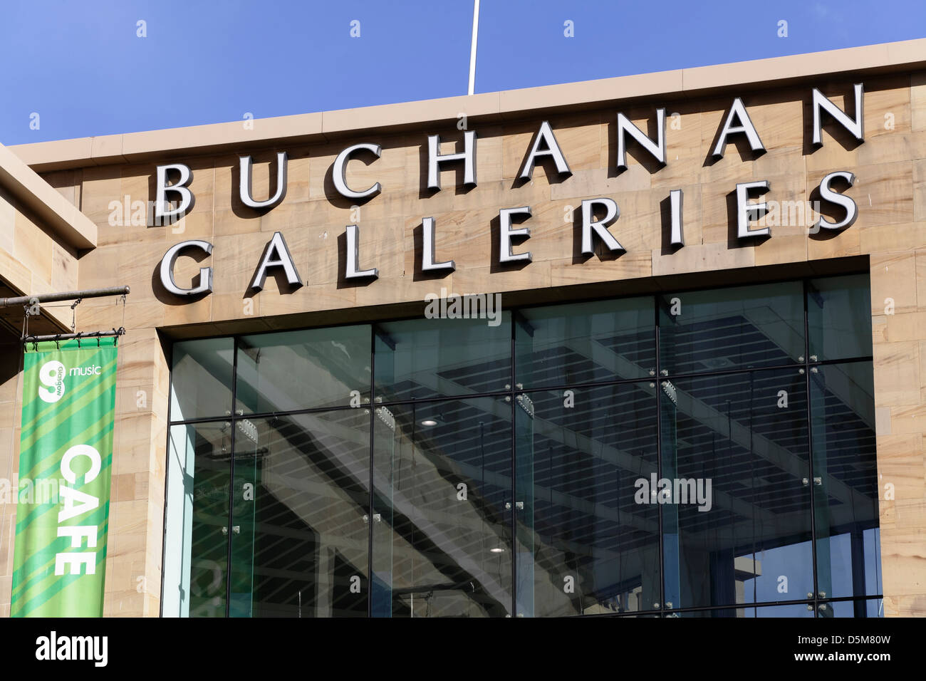 Le centre commercial Buchanan Galleries signe, Buchanan Street, le centre-ville de Glasgow, Scotland, UK Banque D'Images