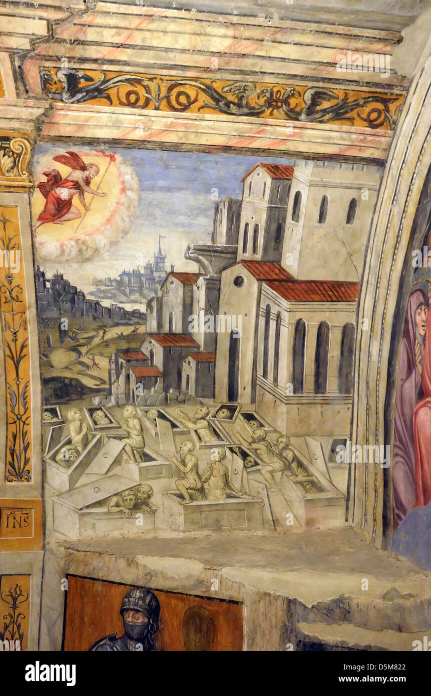 La peinture dans la crypte de l'église de Matrice Vecchia en Castelbuono, Sicile, Italie. Banque D'Images