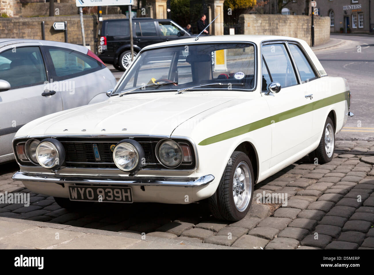 Ford Cortina Mk 1 stationné jusqu'à Skipton Yorkshire Dales, au Royaume-Uni, Angleterre Banque D'Images