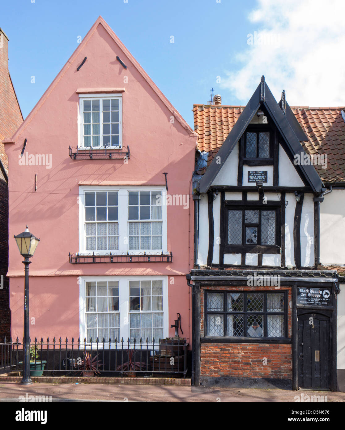 Plaine de l'église et le lieu de naissance de Anna Sewell auteur du roman Black Beauty, Grand Yarmough, Norfolk, England, UK Banque D'Images