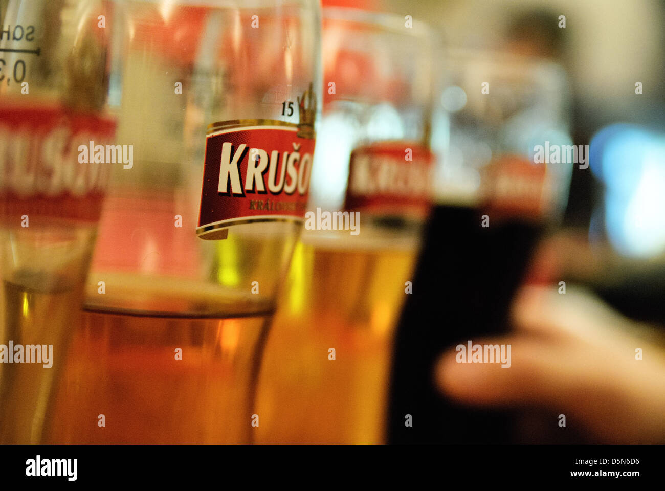 Dégustation de bières, Krusovice Brewery, République tchèque - Mars 2011 Banque D'Images