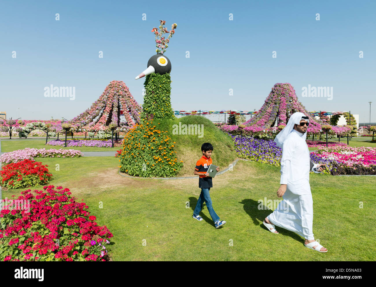 Jardin Miracle à Dubaï, a ouvert ses portes en mars 2013 et a demandé à être plus grand jardin fleuri ; Émirats Arabes Unis Banque D'Images
