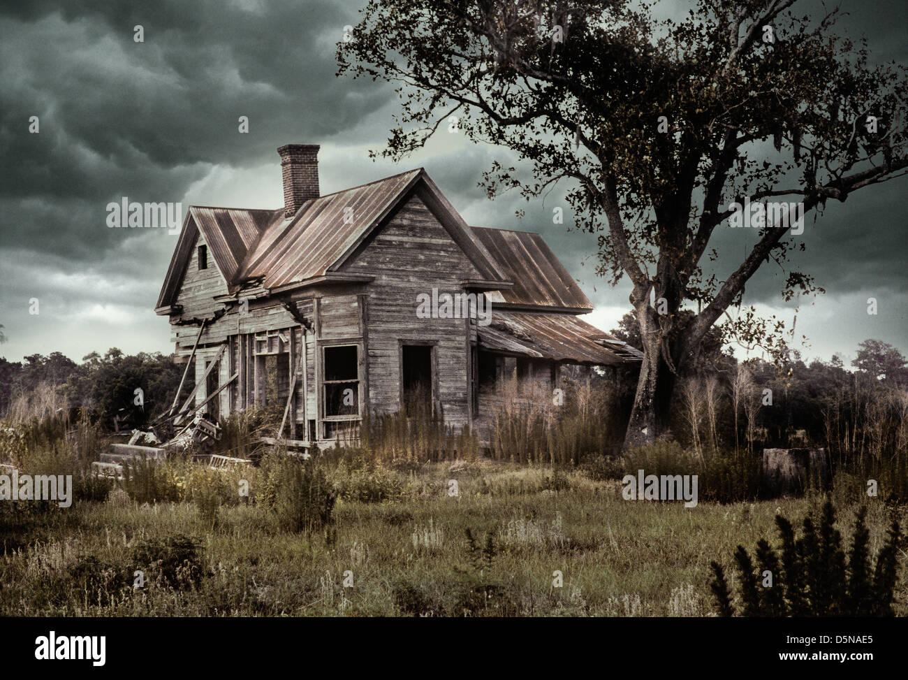 Maison de ferme abandonnée Banque D'Images