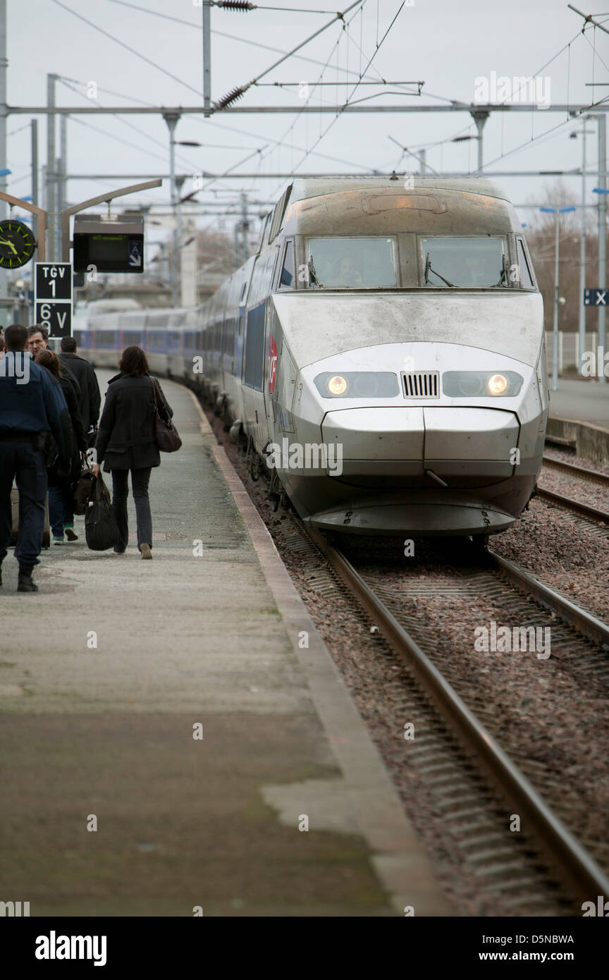 TGV à la gare Montparnasse Banque D'Images