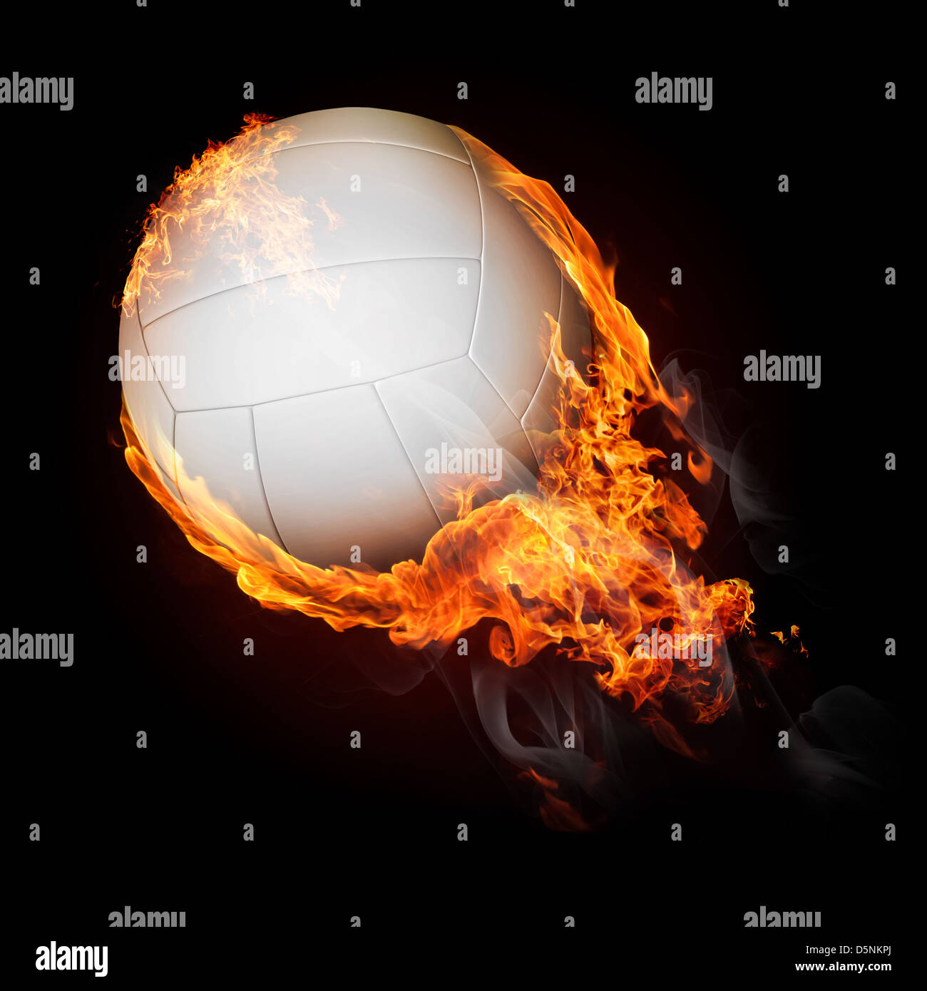 Volley-ball ball on fire flying up - illustration Banque D'Images