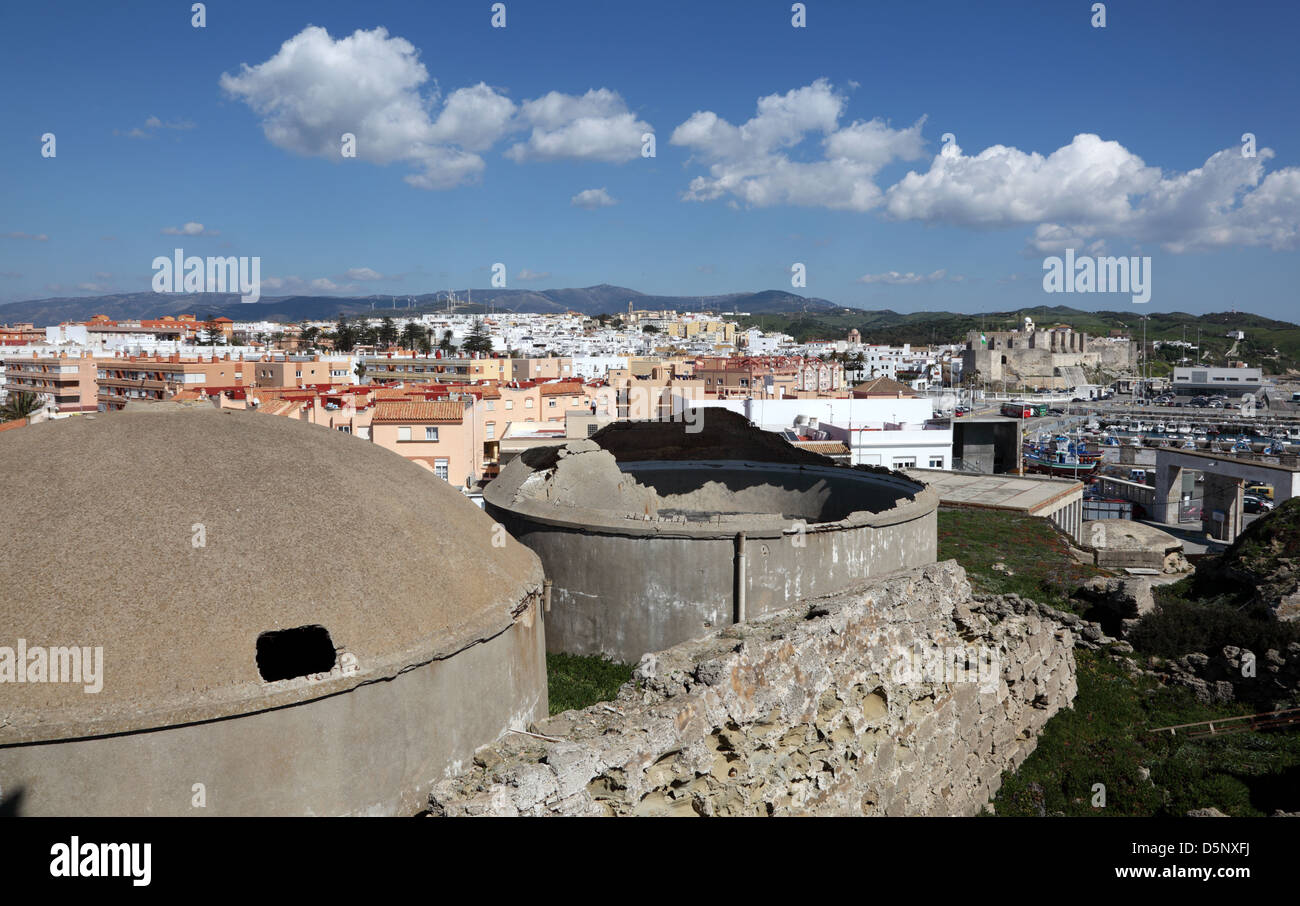 Vue sur la ville de Tarifa, Andalousie, Espagne Banque D'Images