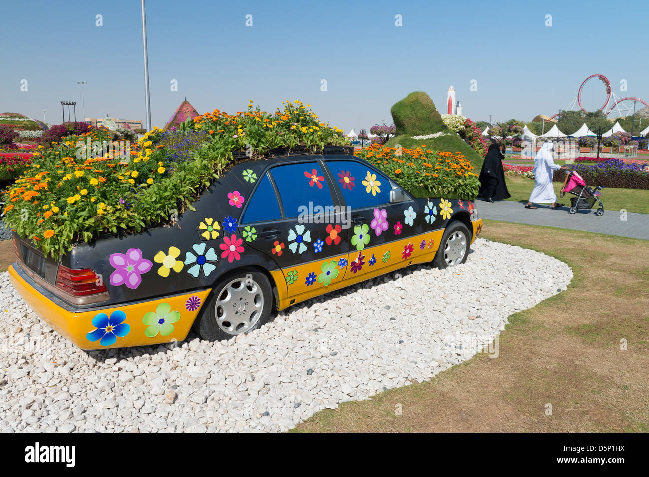 Jardin Miracle à Dubaï, a ouvert ses portes en mars 2013 et a demandé à être plus grand jardin fleuri ; Émirats Arabes Unis Banque D'Images