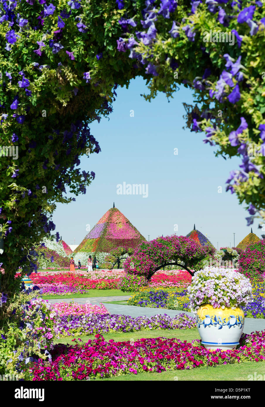 Jardin Miracle à Dubaï, a ouvert ses portes en mars 2013 et a demandé à être plus grand jardin fleuri ; Émirats Arabes Unis Banque D'Images