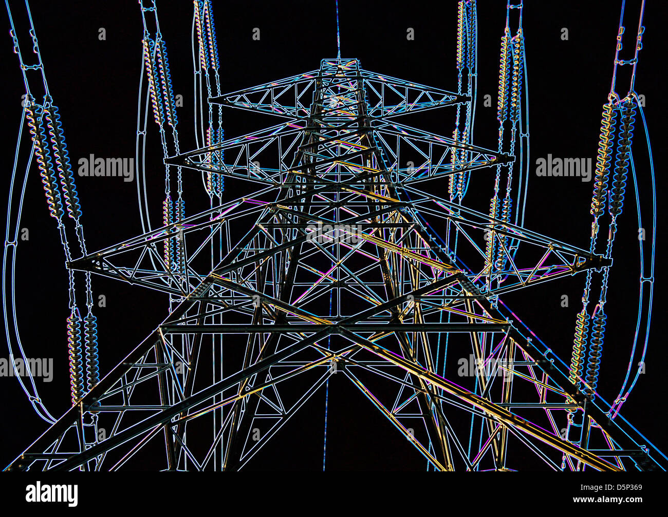 Abstract colorful image d'un pylône d'électricité. Banque D'Images