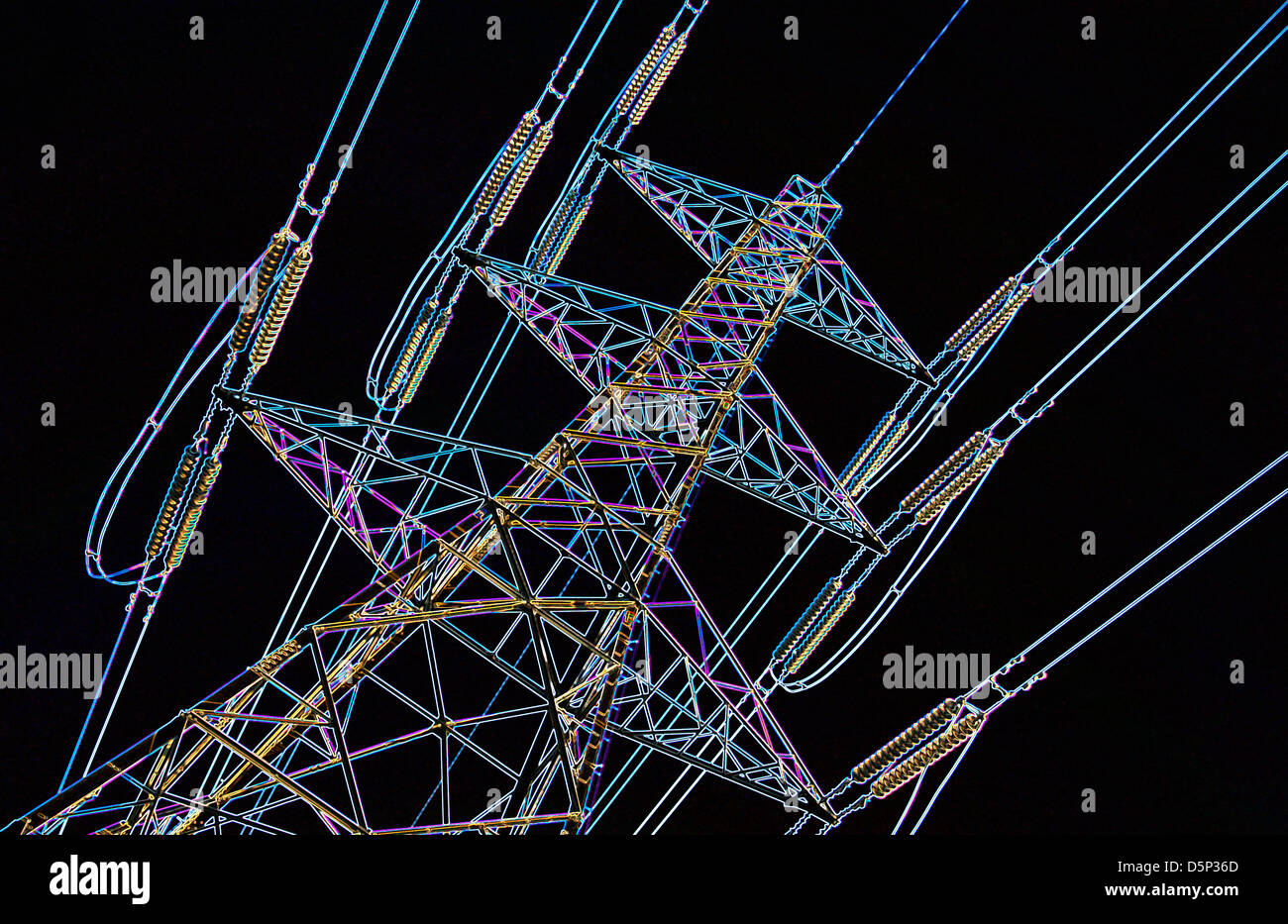 Abstract colorful image d'un pylône d'électricité. Banque D'Images