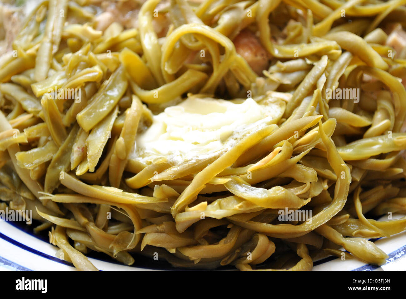 Haricots verts au beurre Banque D'Images