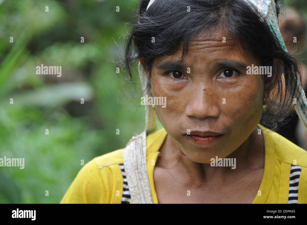 Portrait d'une femme, au Laos Banque D'Images