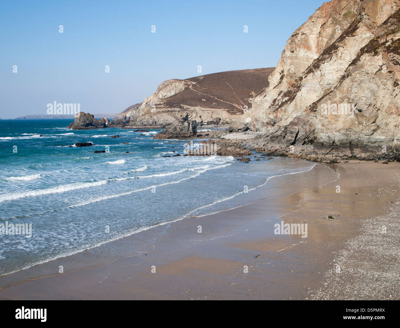 Trevaunance Cove à St Agnes sur la côte nord de Cornwall England UK Banque D'Images