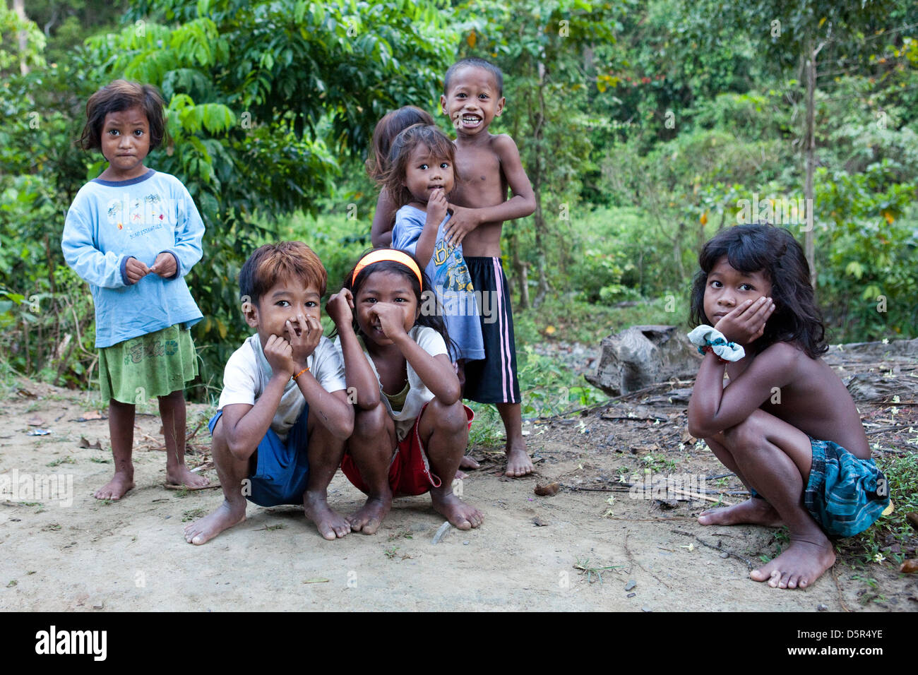 Peu de personnes de la tribu de Batak, Palawan, Philippines Banque D'Images