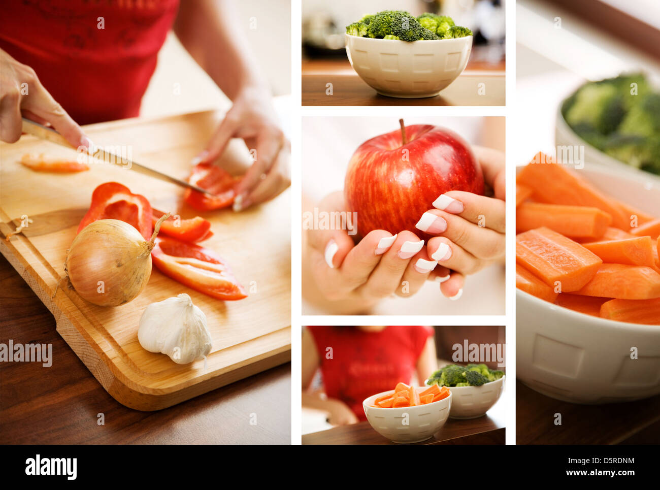 Collage d'images d'une saine alimentation Banque D'Images