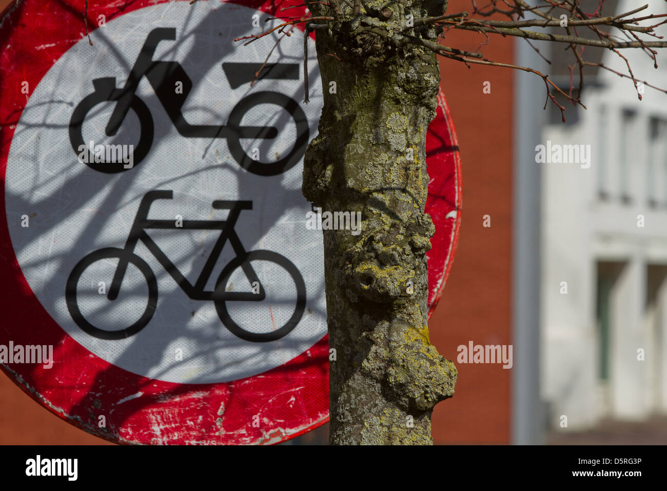 Dutch Cycle path Street sign Banque D'Images