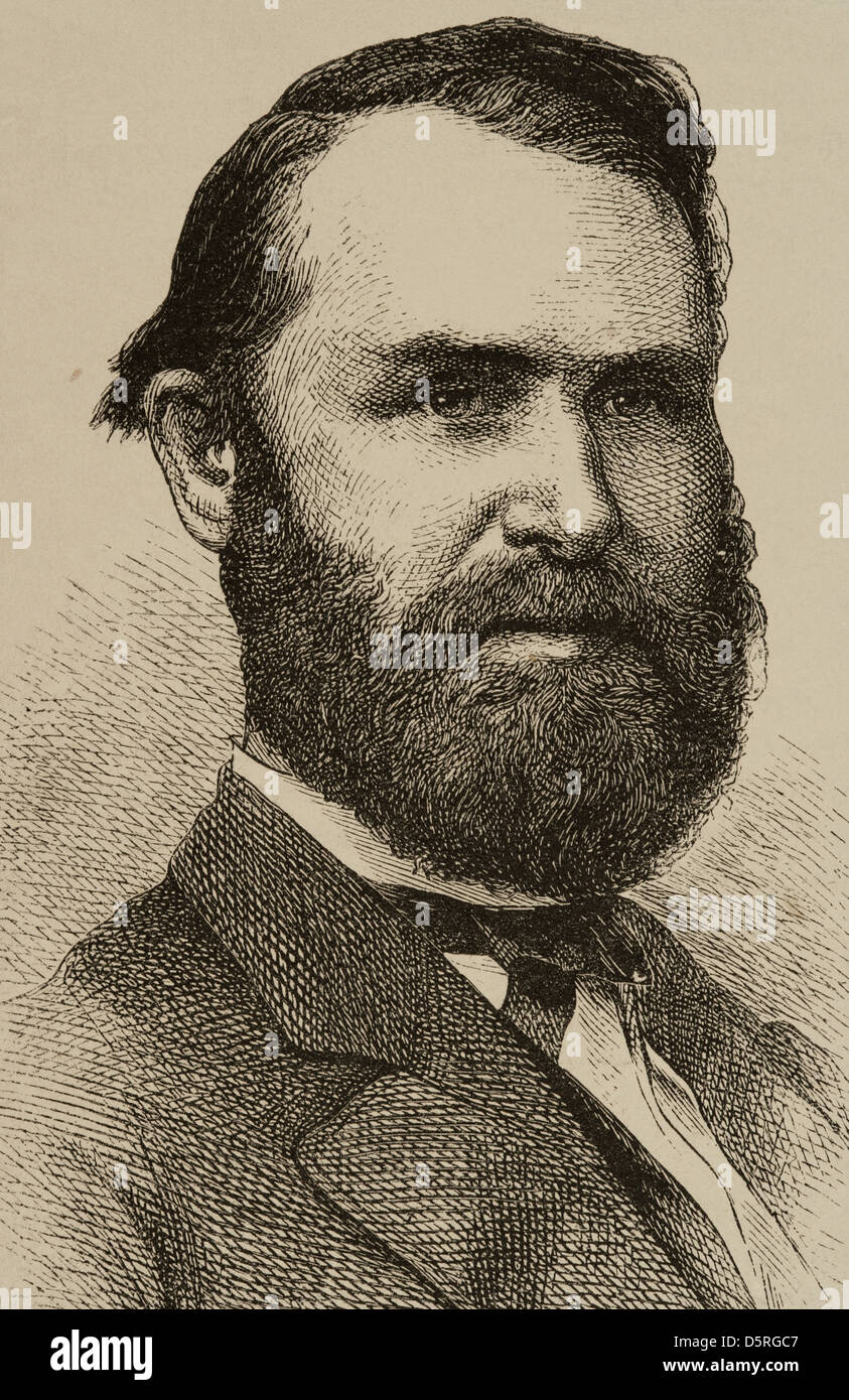 Jacob Dolson Cox, Jr (1828-1900). Homme politique nord-américain. Dans la gravure Illustration espagnole et américaine, 1870. Banque D'Images