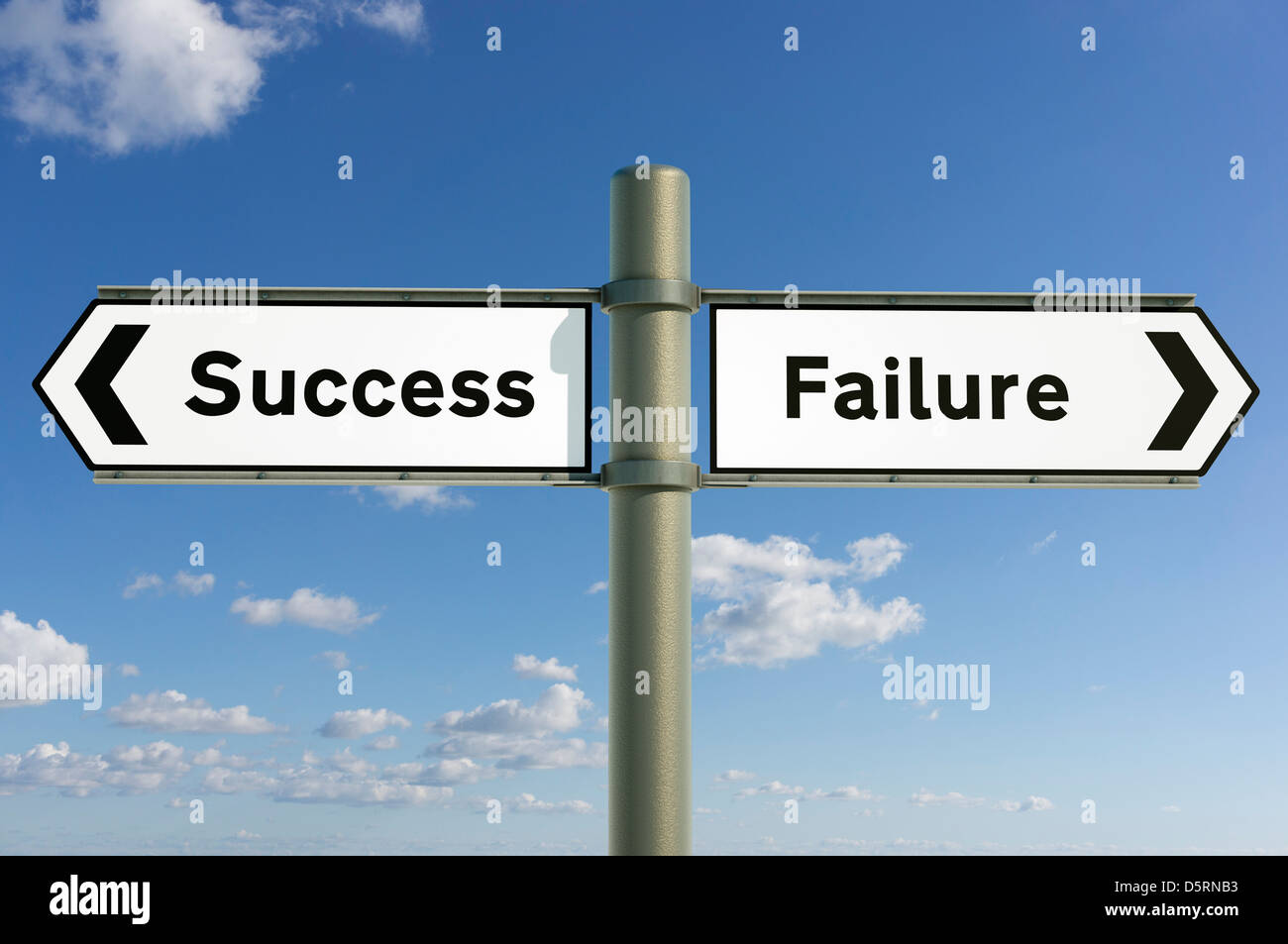 La réussite, l'échec de la vie, choix des décisions décision concept futur sign Banque D'Images