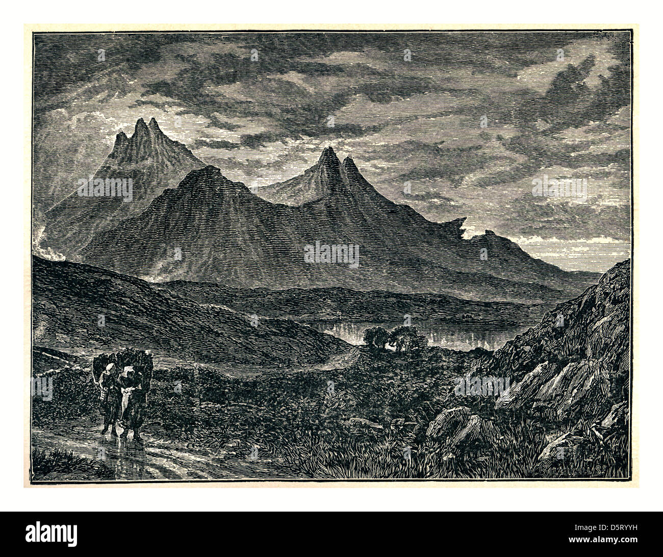Illustration historique Années 1700 de The Pinnacles, Scuir-na-Gillian, Isle of Skye Banque D'Images