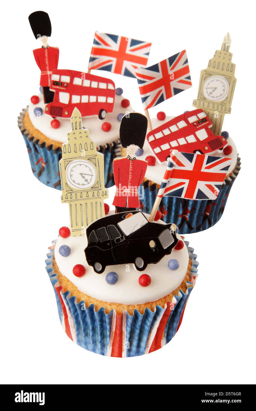 Célébration BRITANNIQUE LONDRES CUPCAKES Banque D'Images