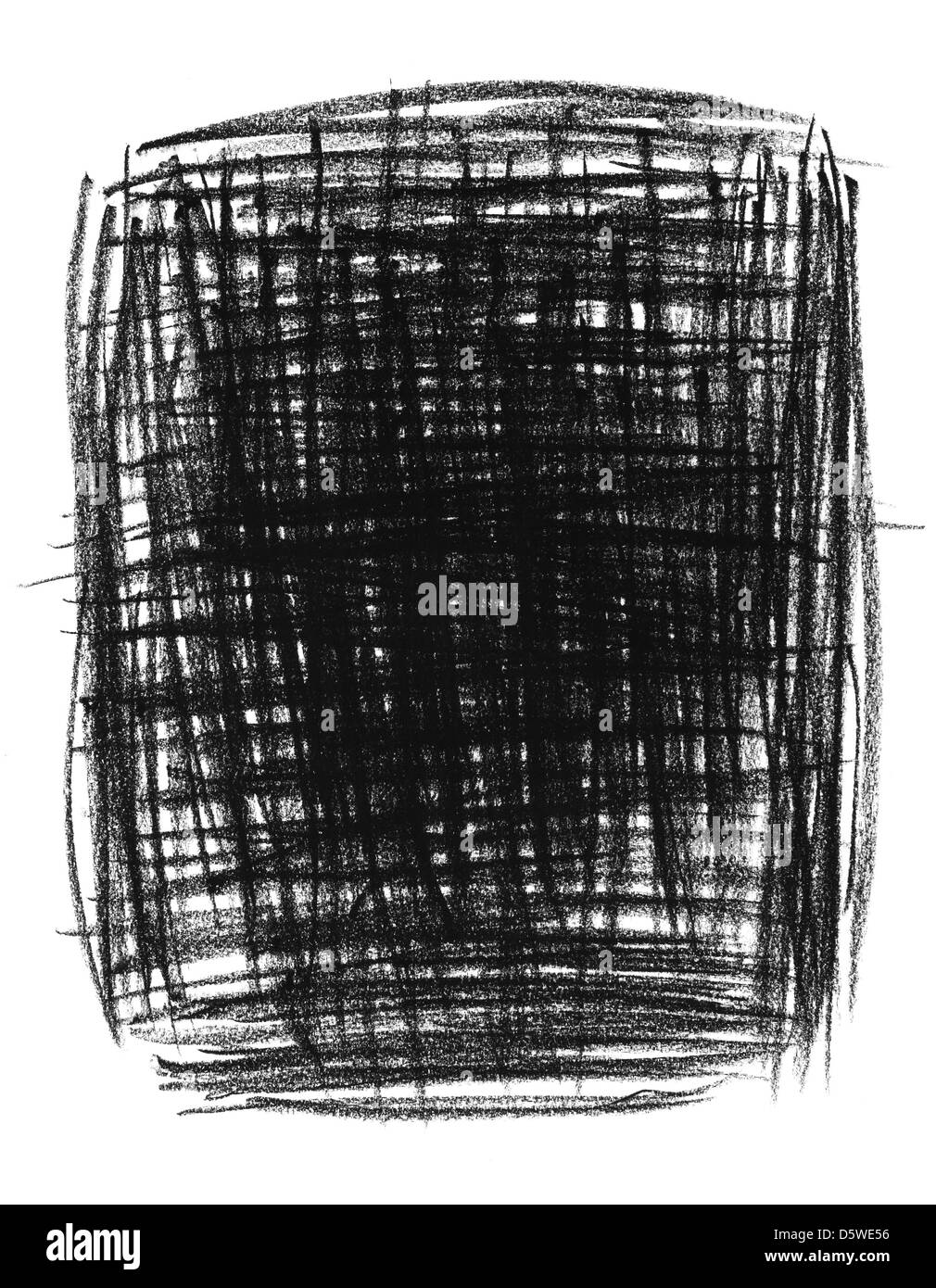 Noir dessiné à la main, fond primitif isolé sur blanc. Banque D'Images