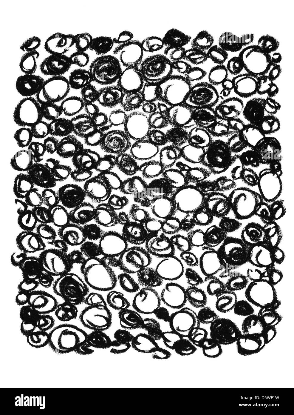 Bulles noires dessinées à la main, fond isolé sur blanc. Banque D'Images