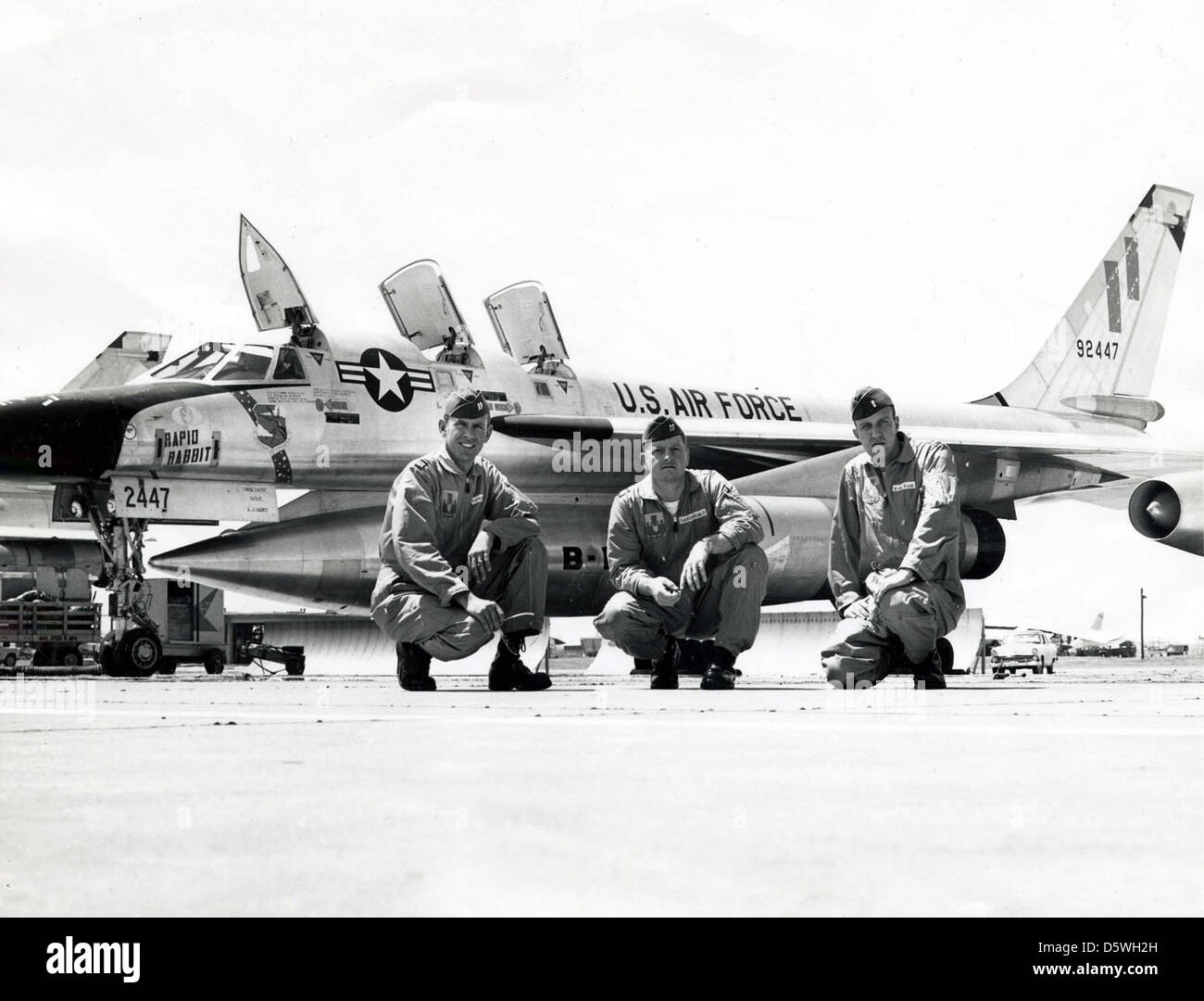 Le Convair B-58A-10-CF Hustler, surnommé Rapid Rabbit, était un bombardier stratégique supersonique utilisé par l'US Air Force. Il s'agit du premier bombardier opérationnel capable d'effectuer un vol Mach 2 soutenu. Banque D'Images