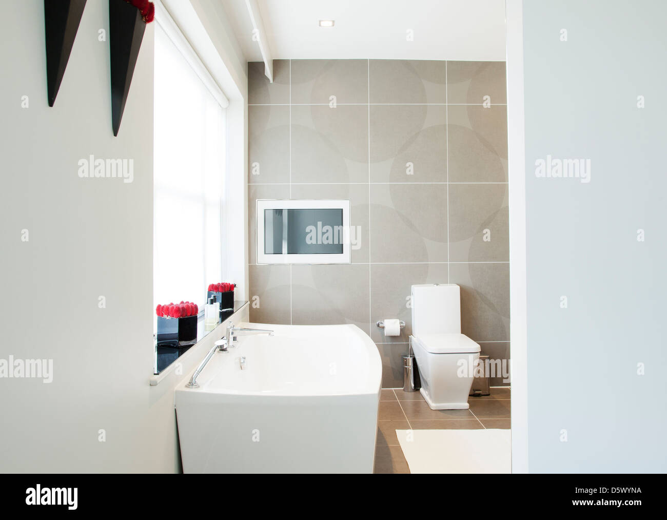 Des toilettes et un lavabo dans la salle de bains moderne Banque D'Images