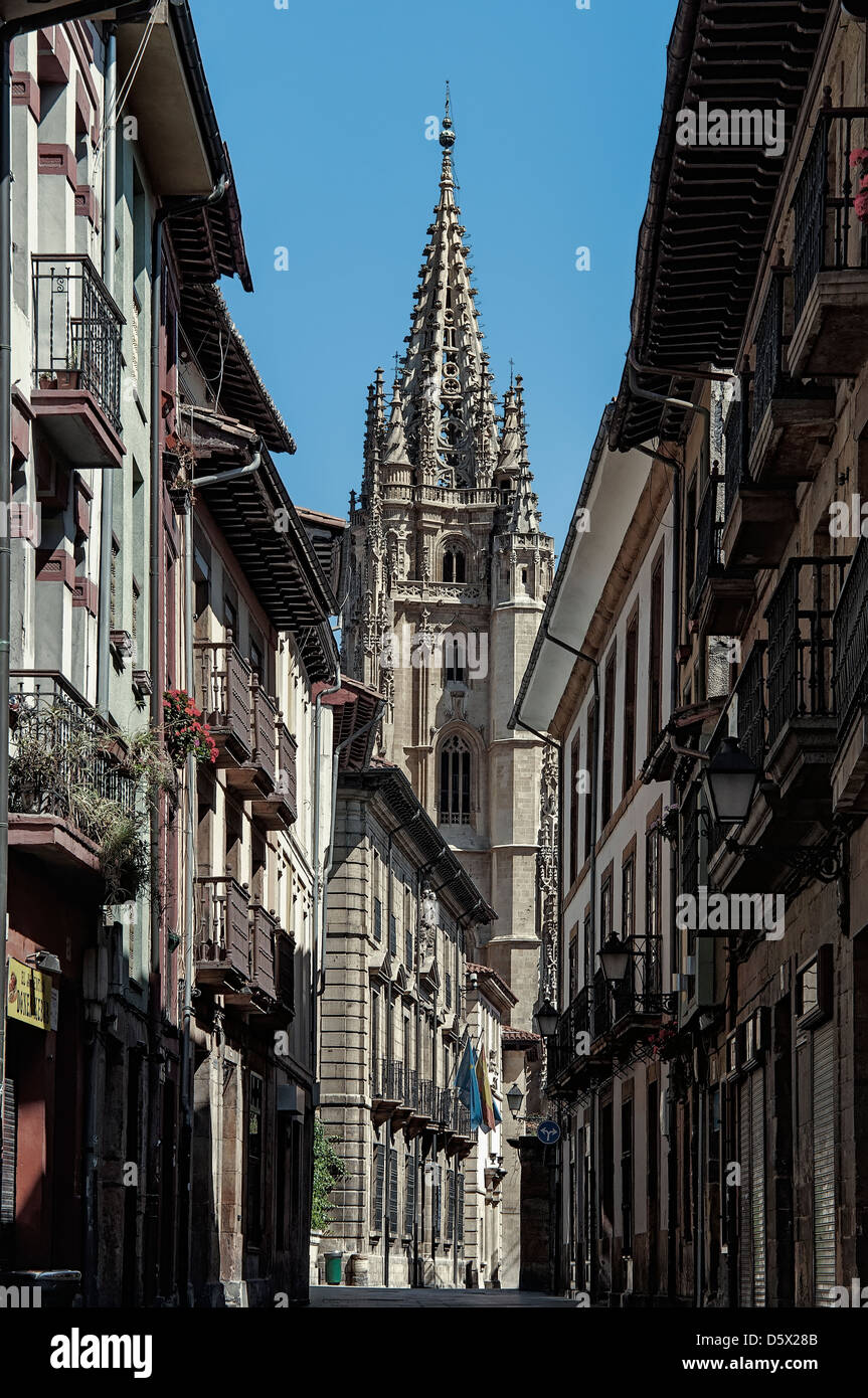 La cathédrale de San Salvador, vue depuis mon street, Oviedo, Asturias, Espagne, Europe, Banque D'Images