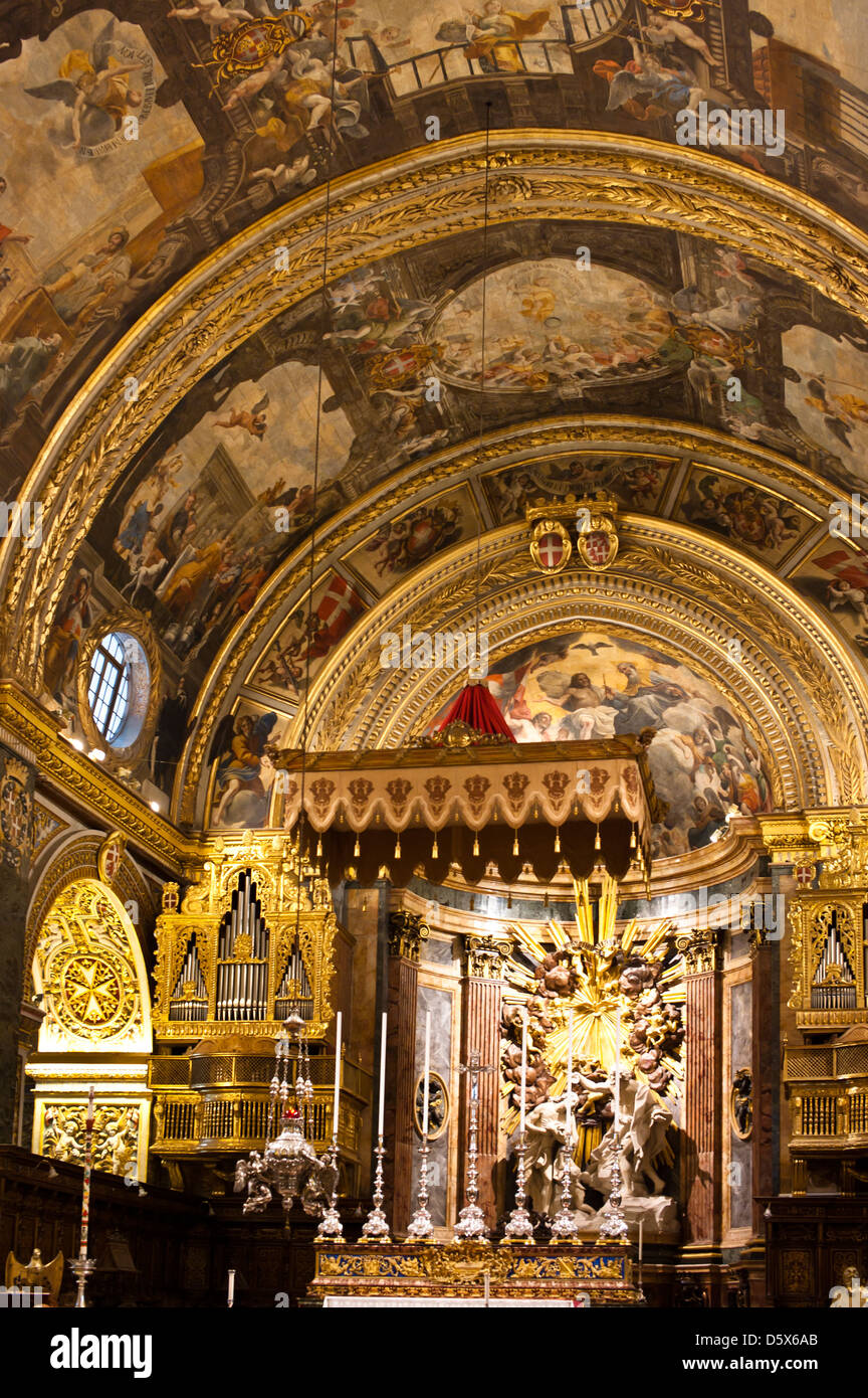 Intérieur de la Cathédrale St John's, La Valette, Malte Banque D'Images