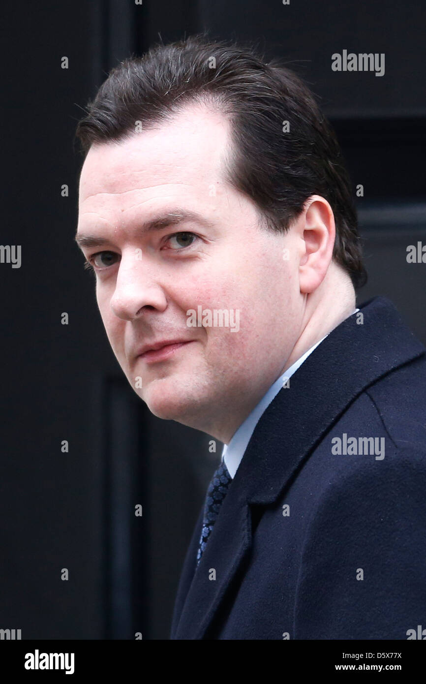 George Osborne, le Chancelier de l'Échiquier à feuilles No:11 Downing Street à Londres, Grande-Bretagne, le 19 mars 2013. Banque D'Images
