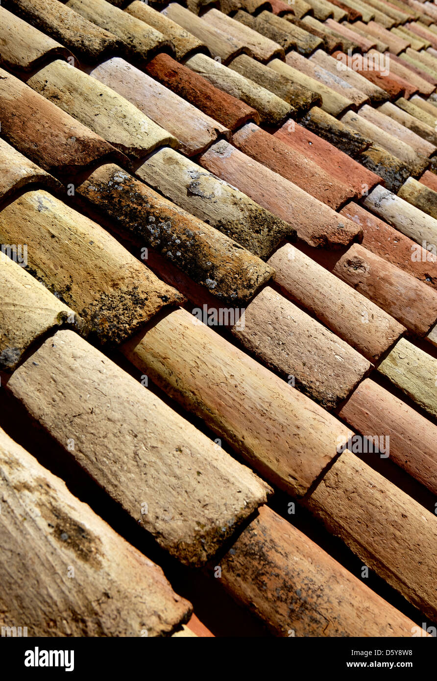 Tuiles anciennes sur des toits de Dubrovnik Croatie Banque D'Images