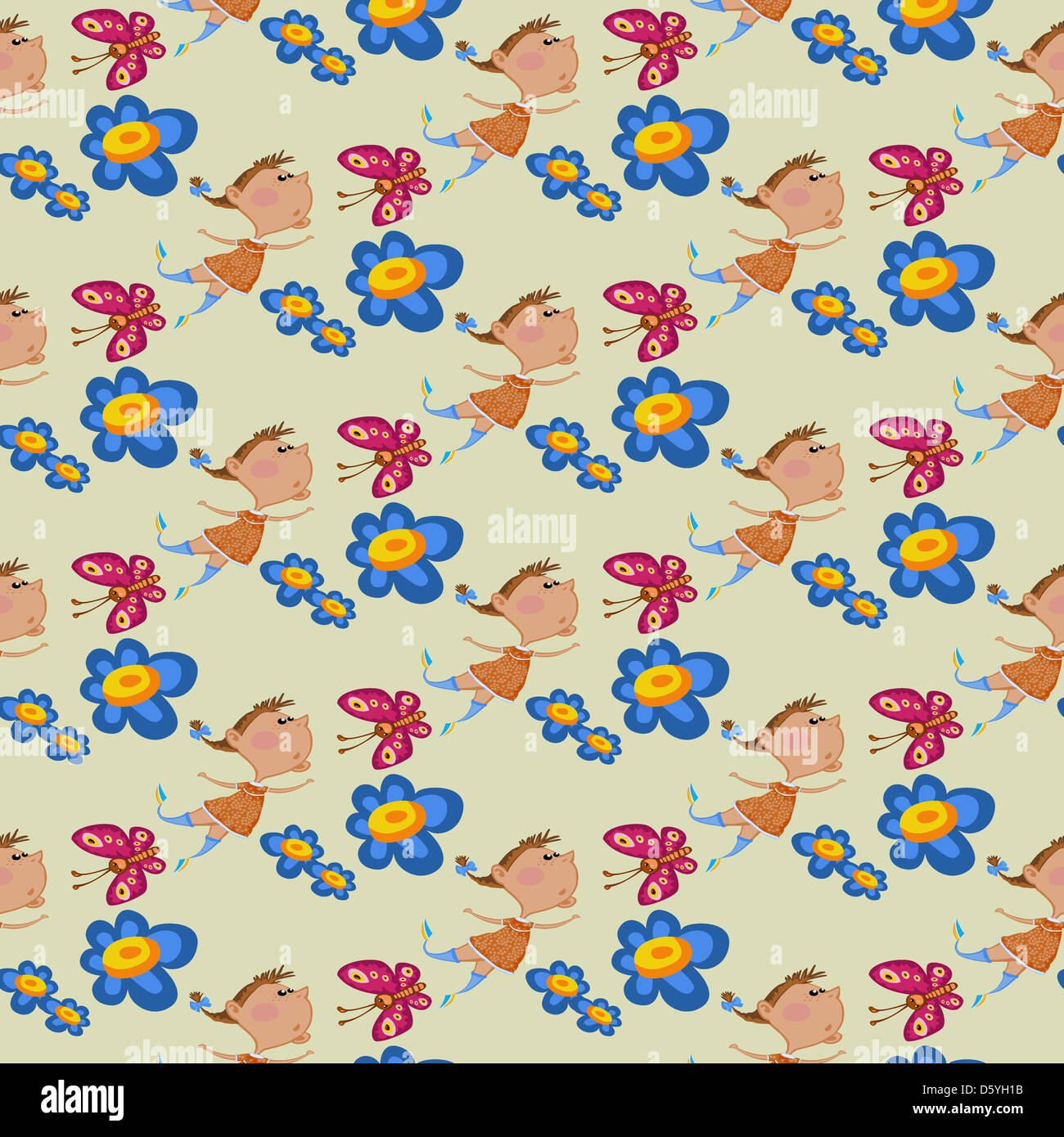 Fleurs et papillons pattern Banque D'Images
