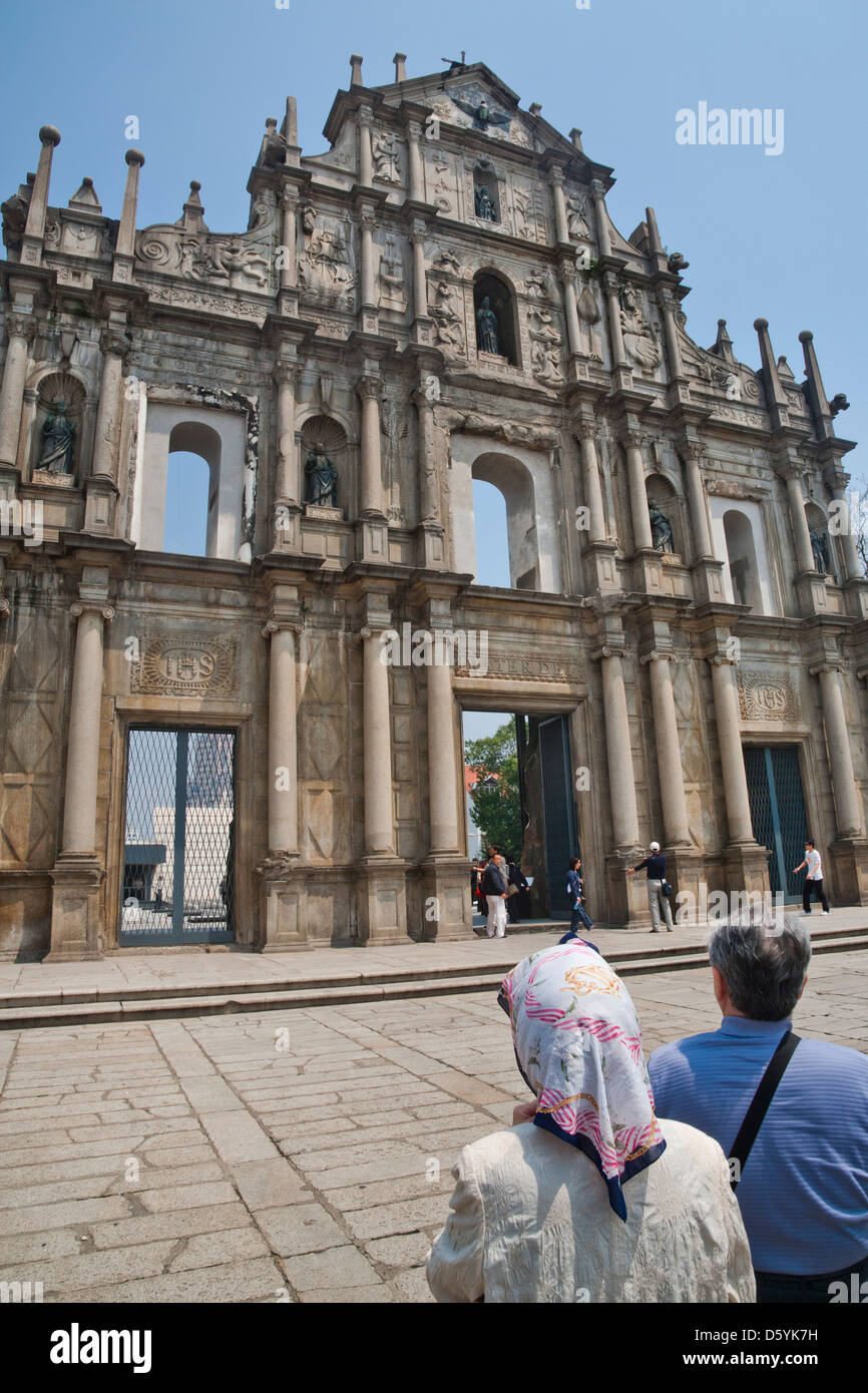 La Chine, Macao, les Ruines de Saint-Paul, vue sur la magnifique façade en pierre de l'ancienne église des Jésuites Banque D'Images