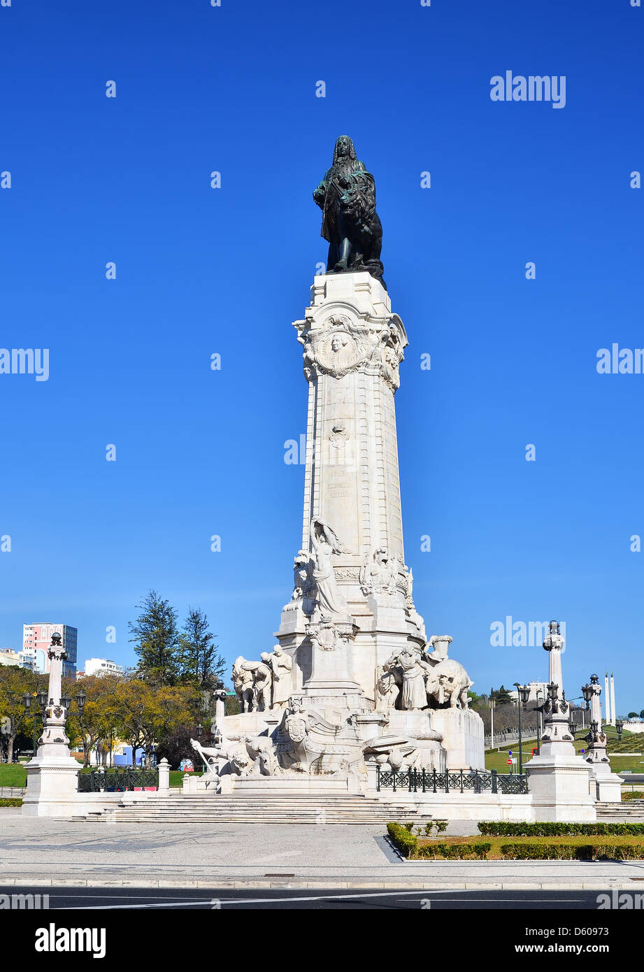 Le Marquis de Pombal est un important rond-point (connu sous le nom de Rotonde) dans la ville de Lisbonne, Portugal. Banque D'Images