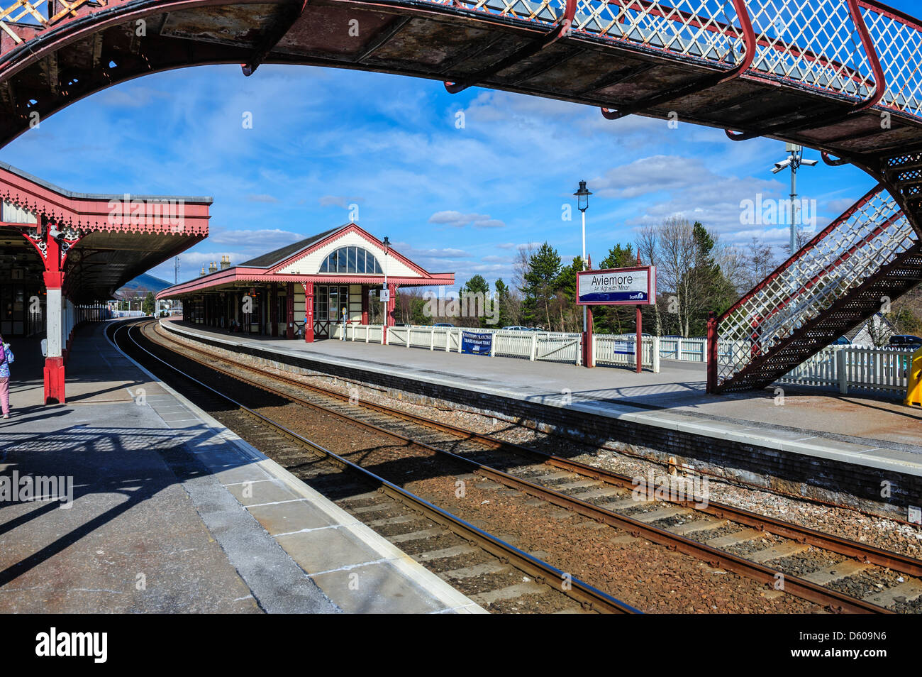 La gare d'Aviemore dessert la ville et centre touristique de Aviemore dans les Highlands d'Ecosse. Banque D'Images