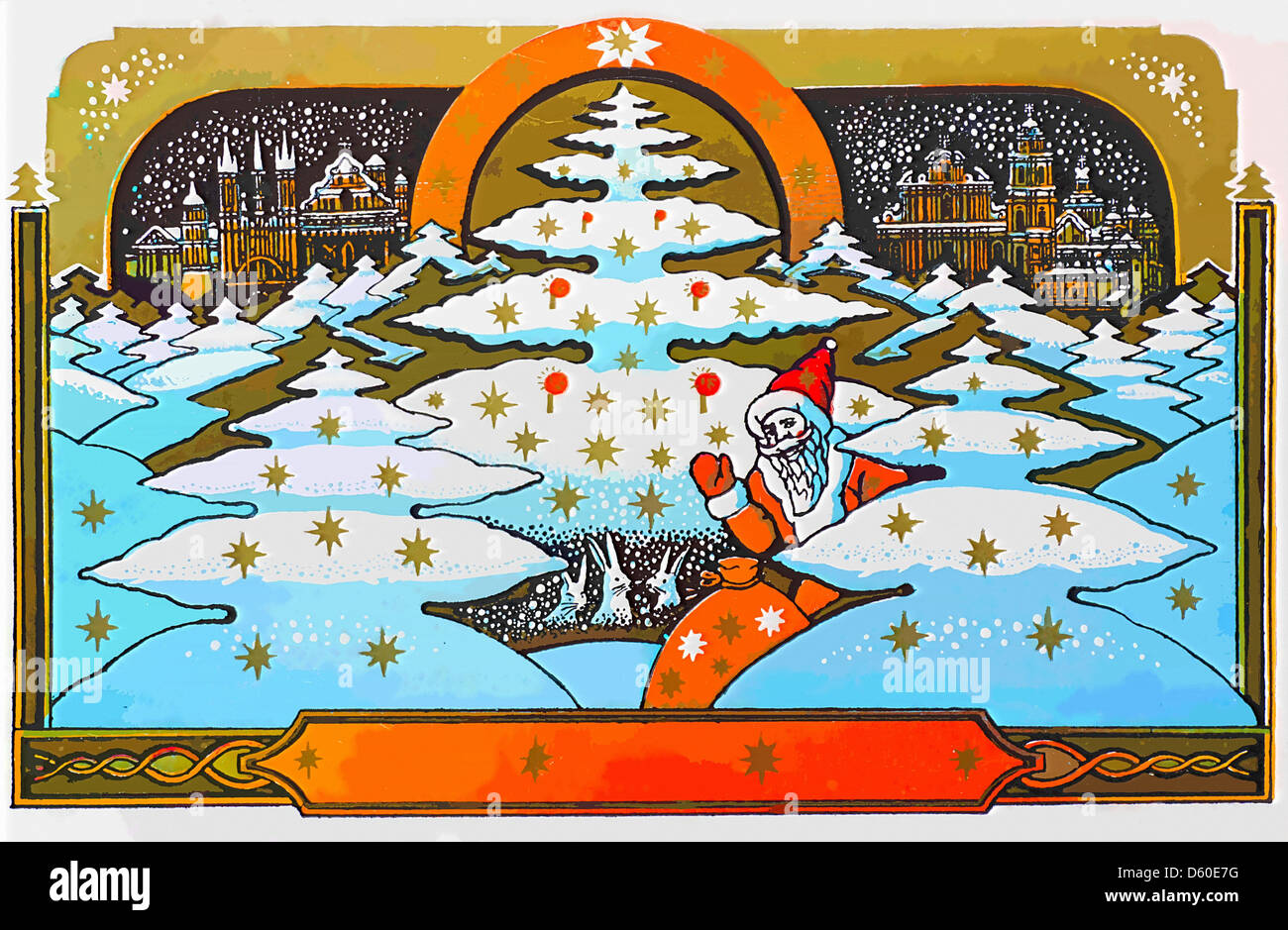 Carte postale de Noël Nouvel An Banque D'Images Carte postale de Noël Nouvel An Banque D'Images