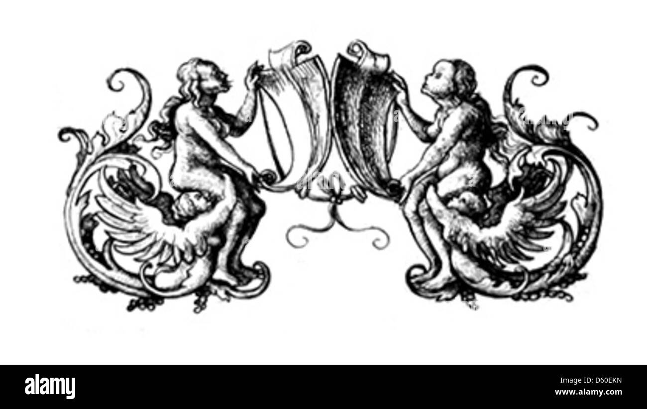 Cette image représente un ornement décoratif fleuri, mettant en valeur des éléments de conception complexes généralement utilisés dans les arts graphiques, la conception de livres ou les arts décoratifs Banque D'Images